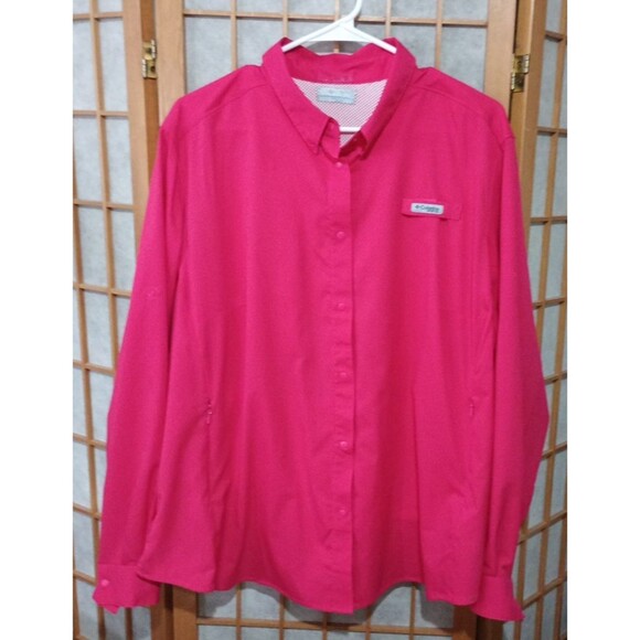 Columbia PFG Women’s 2XL Hot Pink Omni-Shade Vented Fishing Shirt – UPF Sun Prot - Picture 2 of 16